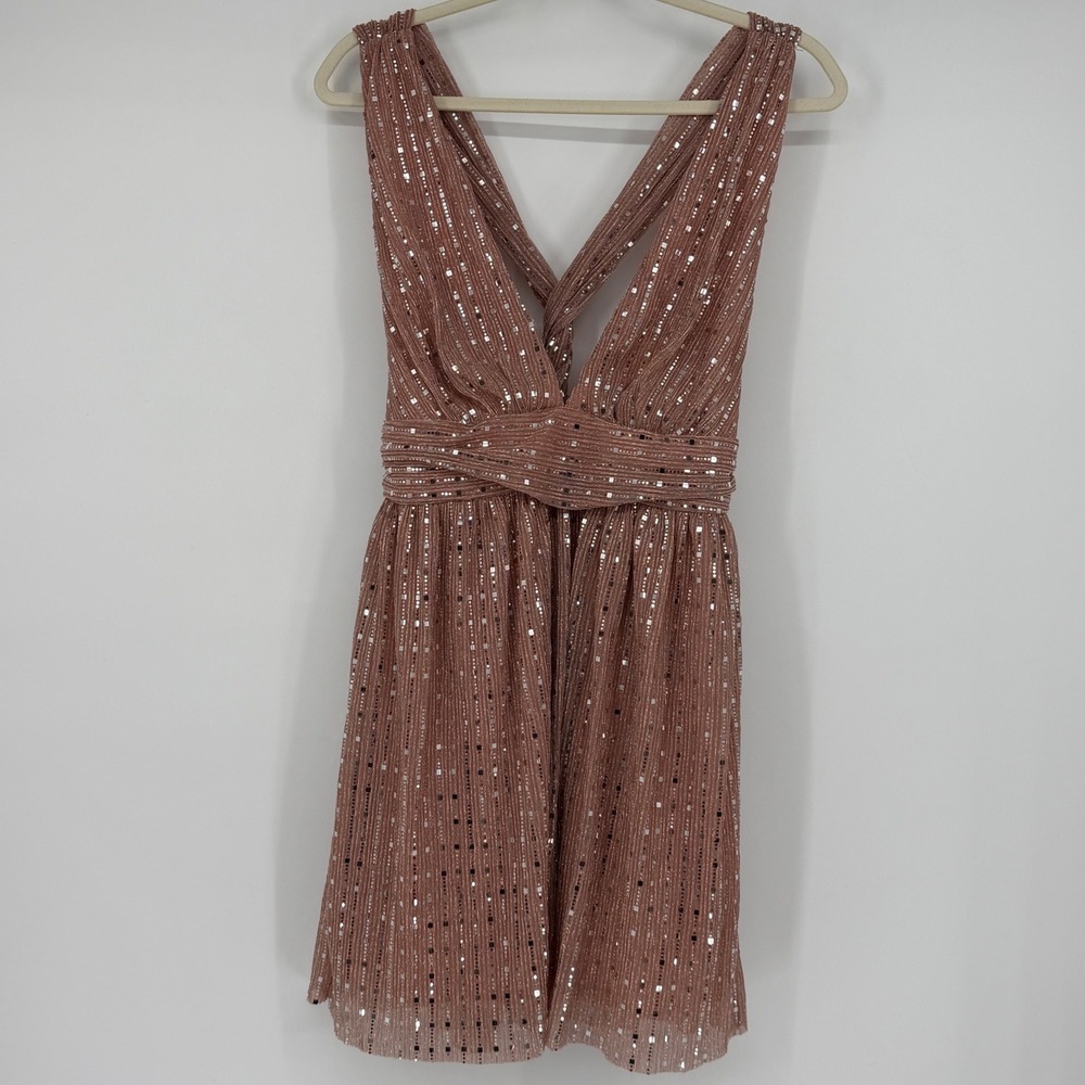 NWT Lulus Ailey Blush Pink Sequin Skater Mini Dress Size M Party Cocktail